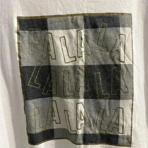 Women’s Old Navy T shirt “FA LA LA “ on front in black & gold size large